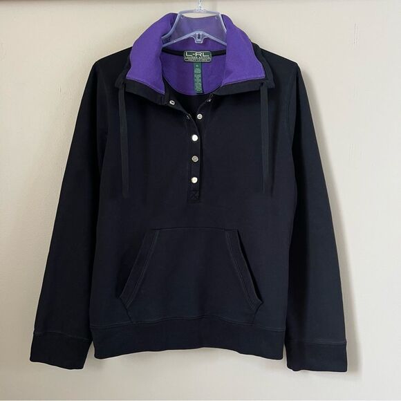 LRL Lauren Y2K Green Label Active Preppy Black Purple Athleisure Sweatshirt XL - Picture 1 of 13